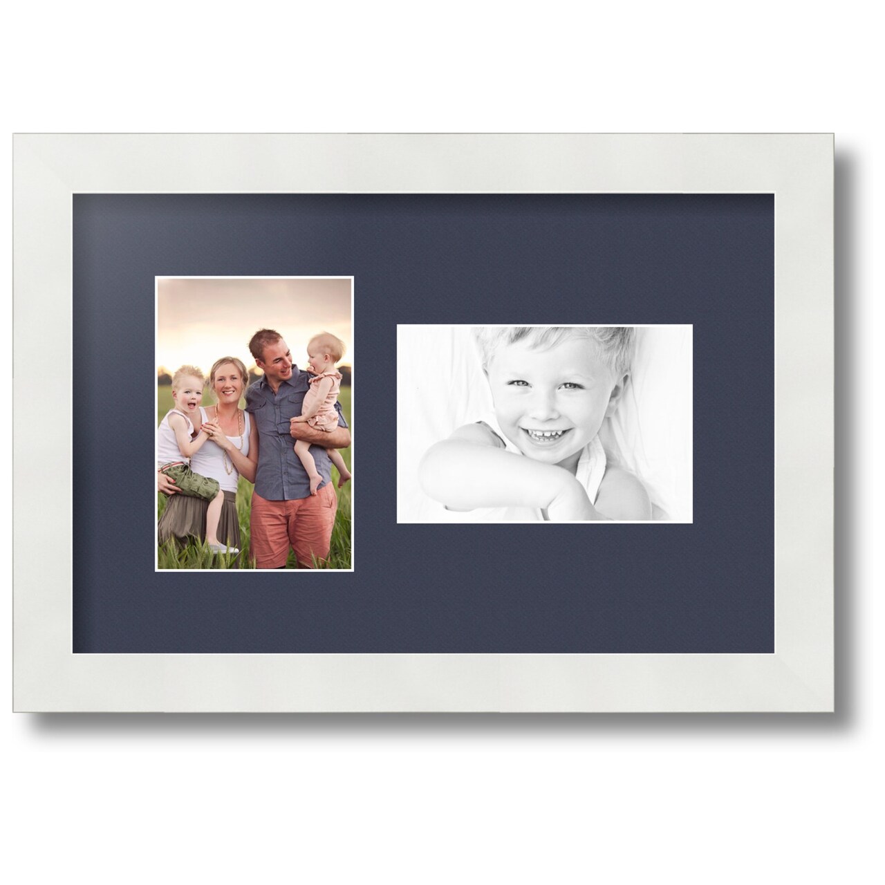 ArtToFrames Collage Photo Picture Frame with 2 - 4x6 inch Openings, Framed in White with Over 62 Mat Color Options and Regular Glass (CSM-3966-102)